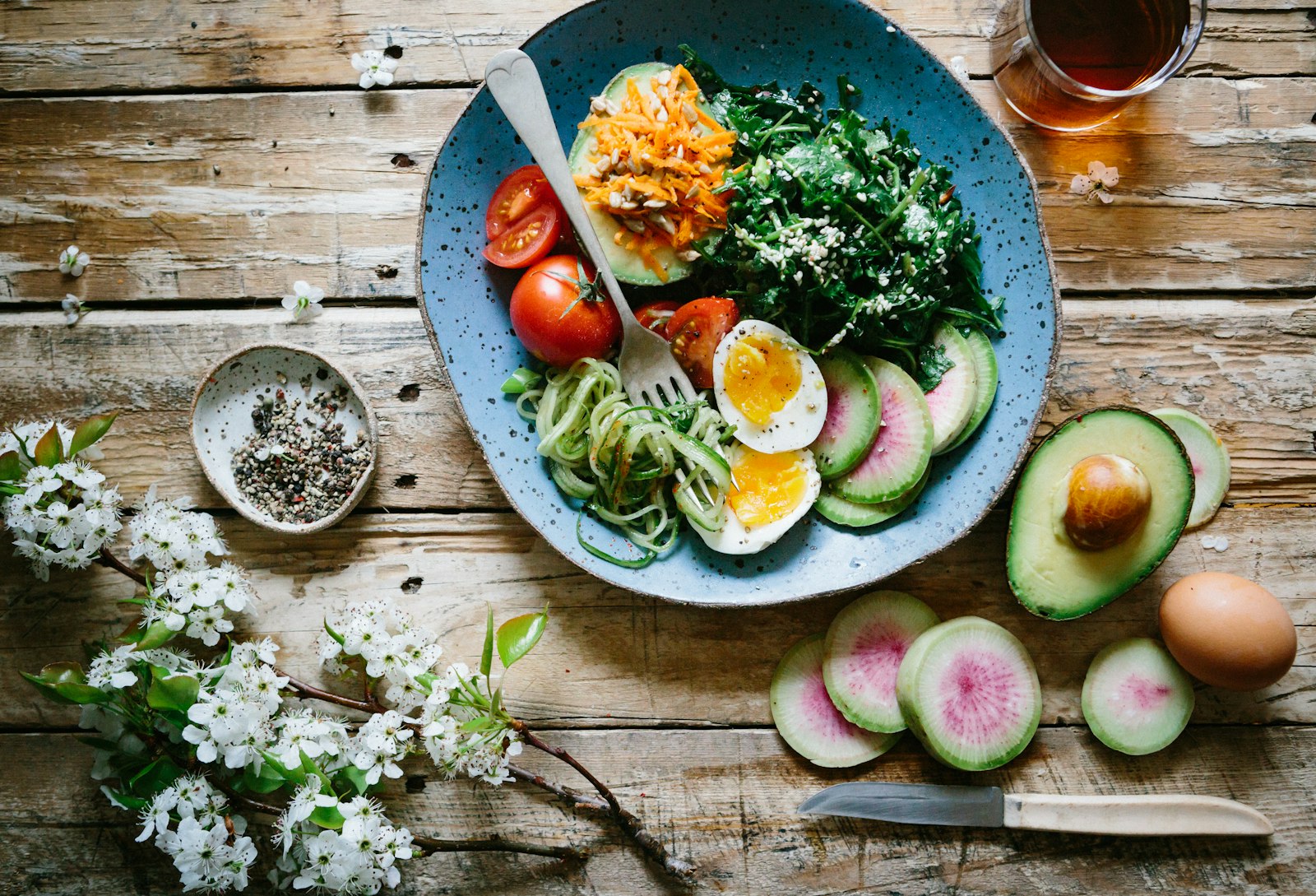 Assorted vegetables prepared for careful dietary cooking