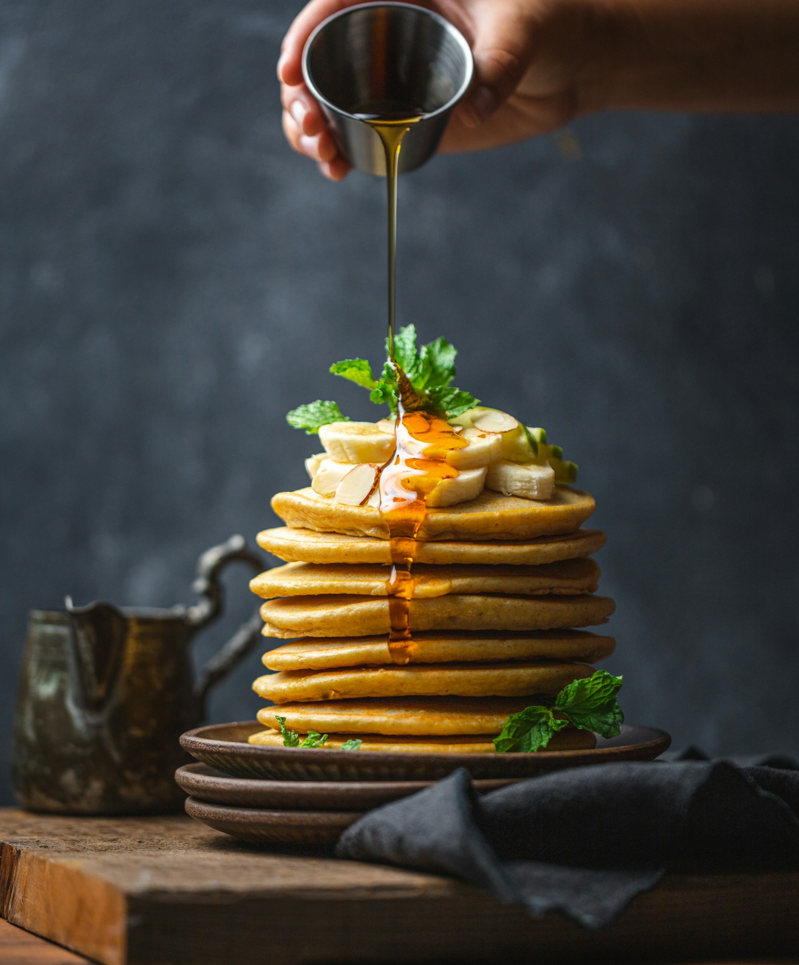 Pancakes and plant foods representing manufactured food products